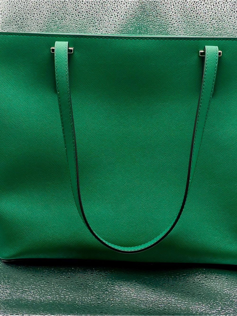 Kate Spade NY Green Structured Leather Shoulder Tote Bag - Picture 12 of 14